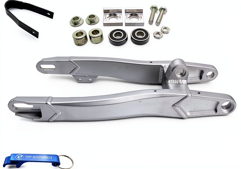 TC-Motor 480mm aluminum swingarm mounted on a pit dirt bike