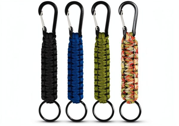 Yuntop Paracord Keychain Carabiner 6‑Pack Military Colors Polyester-0