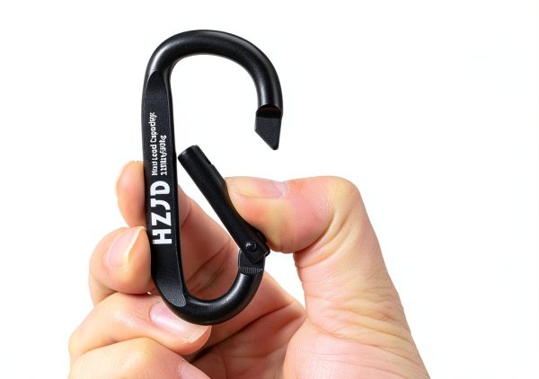 HZJD Black Aluminum Carabiner 110lb D-Shape Keychain 2-Pack Small-3