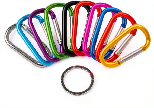 Sifniea 2" Aluminum Carabiner Set with 40 Keyrings D‑Shape Design-3