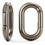 CooBigo 25mm Oval Carabiner Clip Black Metal Keychain 10pcs-0