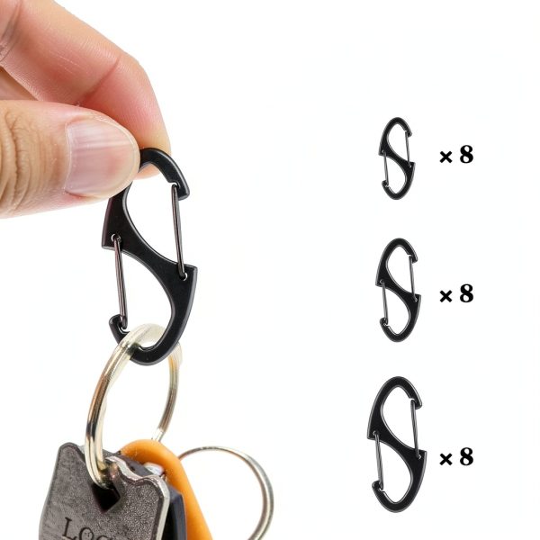 Carabiner Black Metal S-Shape 24 Count Rewoalzx Key Lock-2