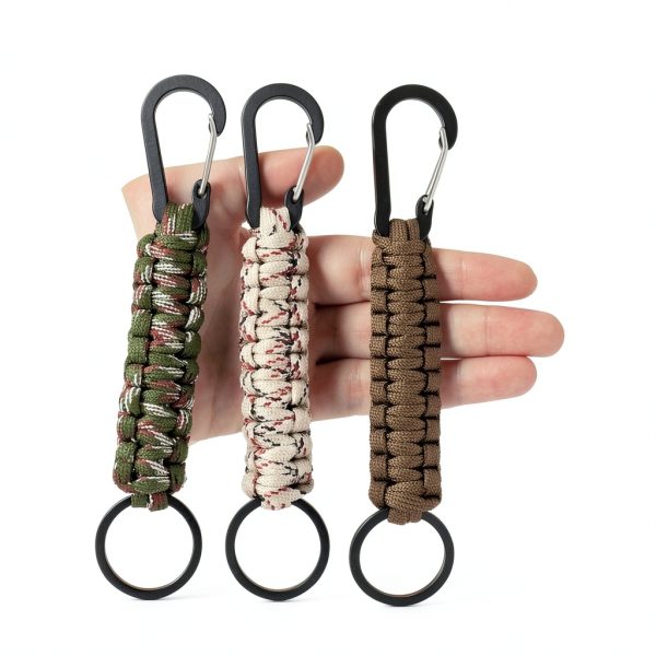 Yuntop Paracord Keychain Carabiner 6‑Pack Military Colors Polyester-6