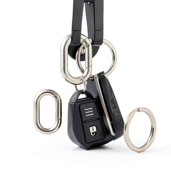 CooBigo 25mm Oval Carabiner Clip Black Metal Keychain 10pcs-3
