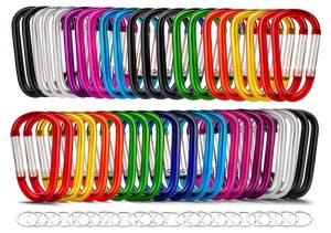 Sifniea 2" Aluminum Carabiner Set with 40 Keyrings D‑Shape Design-0