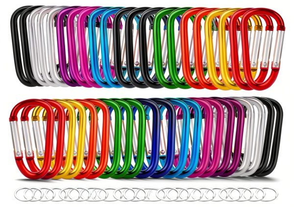 Sifniea 2" Aluminum Carabiner Set with 40 Keyrings D‑Shape Design-0