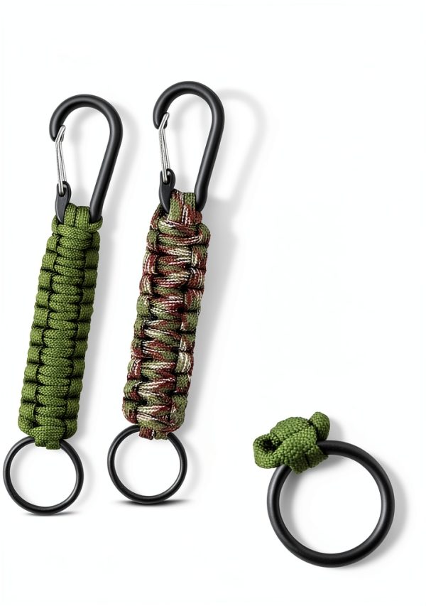 Yuntop Paracord Keychain Carabiner 6‑Pack Military Colors Polyester-3