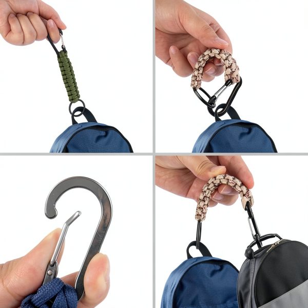 Yuntop Paracord Keychain Carabiner 6‑Pack Military Colors Polyester-4