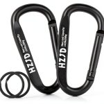 HZJD Black Aluminum Carabiner 110lb D-Shape Keychain 2-Pack Small-0