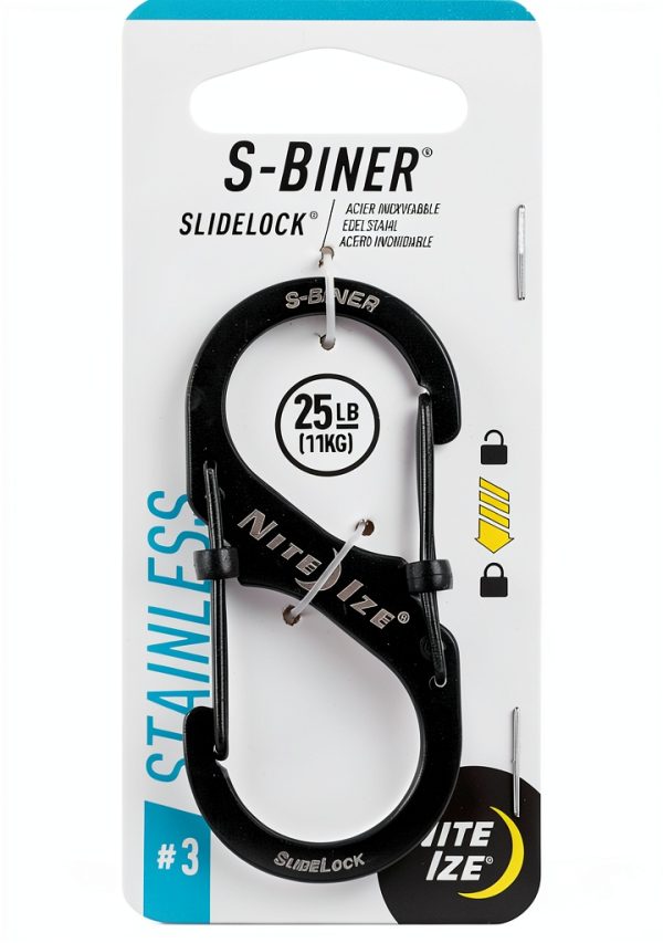 Nite Ize S Biner SlideLock Carabiner Stainless Steel Dual Lock Size #3-0