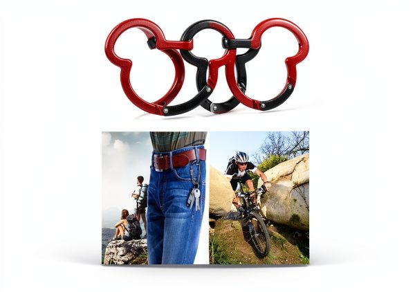 Aluminum Carabiner 2PCS Set by ChUmta Red Black Small Keychain Clips-4